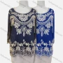 Wholesale Women's Elegant Floral Embroidery Sheer Round Neck Half Sleeve Blouse preview