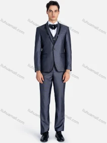 Wholesale Men's Formal Lapel Contrast Patch Pockets Blazer & Waistcoat & Pants 3 Pieces Suit Set, LIUHUA CLOTHING WHOLESALE