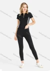 Wholesale Women's Zip Half Tee&Leggings Striped Set - Liuhuamall