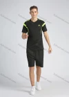 Wholesale Men's Sporty Contrast Color Striped Trim Round Neck Short Sleeve Workout T-shirt - Liuhuamall