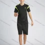 Wholesale Men's Sporty Contrast Color Striped Trim Round Neck Short Sleeve Workout T-shirt preview