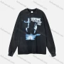 Wholesale Men's Fashion Drop Shoulder Distressed 100%Cotton Crew Neck Long Sleeve Graphic T-shirt 6002# preview