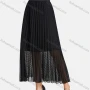 Wholesale Women's Casual Elastic Waist Polka Dot Lace Double Plain Maxi Skirt preview