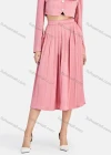 Wholesale Women's Casual Plain Stand Collar Button Down Crop Top & Pleated Skirt 2-Piece Set 9155-1# - Liuhuamall