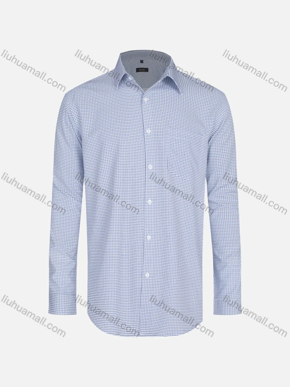 Wholesale Men's Casual Collared Plaid Print Patch Pocket Button Down Curved Hem Long Sleeve Shirt