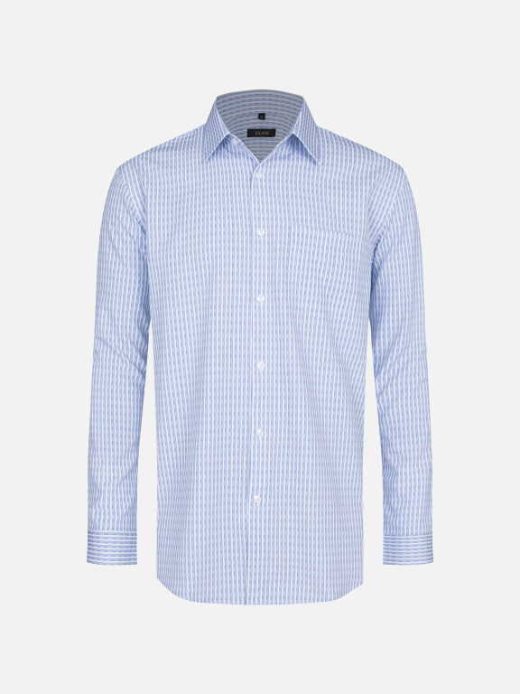 Men's Casual Collared Striped Print Patch Pocket Button Down Long Sleeve Shirt, Clothing Wholesale Market -LIUHUA, Men, Men-s-Tops, Men-s-Hoodies-Sweatshirts