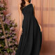 Women's Elegant Plain Ruched Slanted Shoulder Sleeveless High Waist Maxi Cocktail Dress 14# Clothing Wholesale Market -LIUHUA