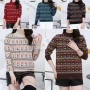 Wholesale Women's Casual Mock Neck Long Sleeve Floral Print Pullover Sweater preview