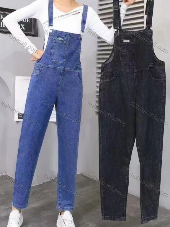 Wholesale Women's Casual Adjustable Strap Pockets Plain Denim Overall