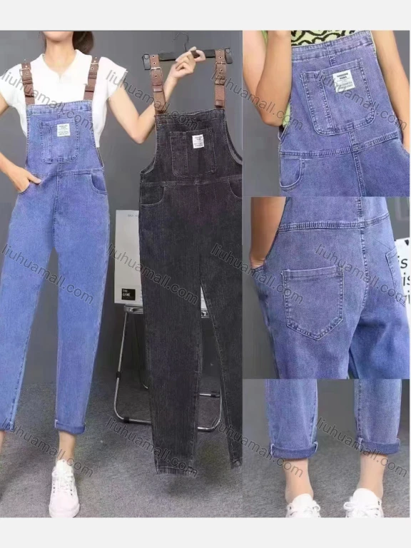 Wholesale Women's Casual Adjustable Strap Pockets Plain Denim Overall