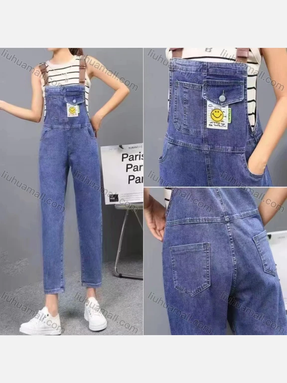Wholesale Women's Casual Adjustable Strap Pockets Plain Denim Overall