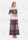 Wholesale Women's Elegant A-Line Long Sleeve Mesh Lace Mandarin Collar Maxi Dress - Liuhuamall