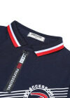 Wholesale Boy's Casual Number Print Quarter Zip Striped Short Sleeve Polo Shirt - Liuhuamall