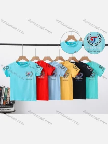 Wholesale Boy's Casual Letter Print Round Neck Short Sleeve Modal Cotton Tee, LIUHUA CLOTHING WHOLESALE
