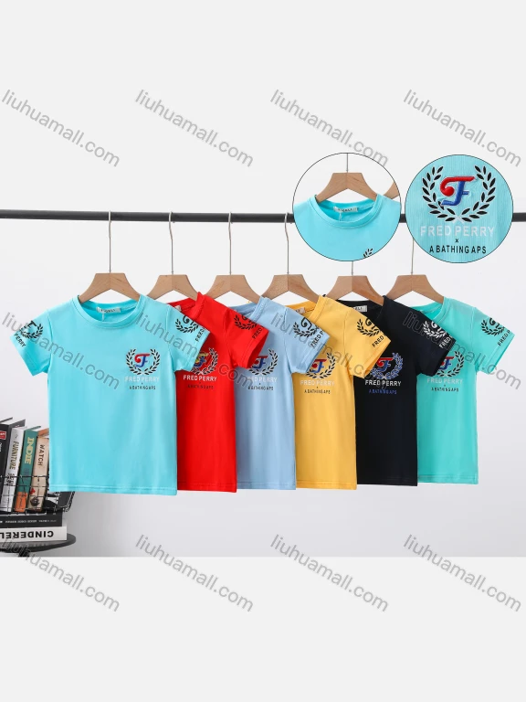 Wholesale Boy's Casual Letter Print Round Neck Short Sleeve Modal Cotton Tee