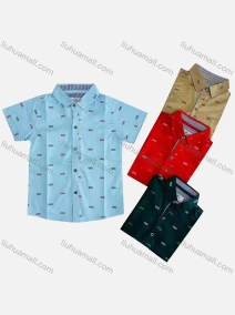 Wholesale Boy's Casual Allover Print Short Sleeve Shirt, LIUHUA CLOTHING WHOLESALE