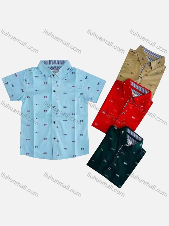 Wholesale Boy's Casual Allover Print Short Sleeve Shirt