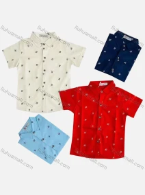 Wholesale Boy's Casual Allover Print Short Sleeve Shirt, LIUHUA CLOTHING WHOLESALE