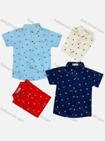 Wholesale Boy's Casual Allover Print Short Sleeve Shirt, LIUHUA CLOTHING WHOLESALE