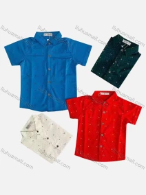 Wholesale Boy's Casual Allover Print Short Sleeve Shirt, LIUHUA CLOTHING WHOLESALE