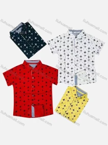 Wholesale Boy's Casual Allover Print Short Sleeve Shirt, LIUHUA CLOTHING WHOLESALE
