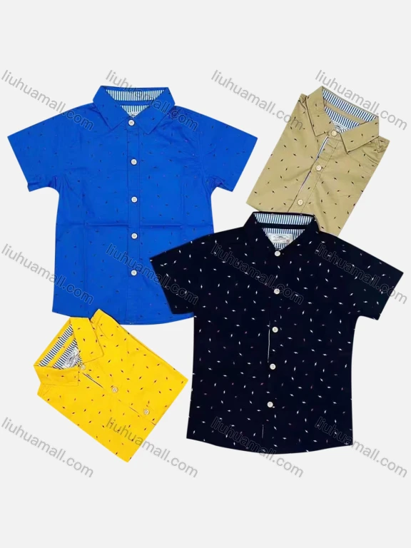 Wholesale Boy's Casual Allover Print Short Sleeve Shirt