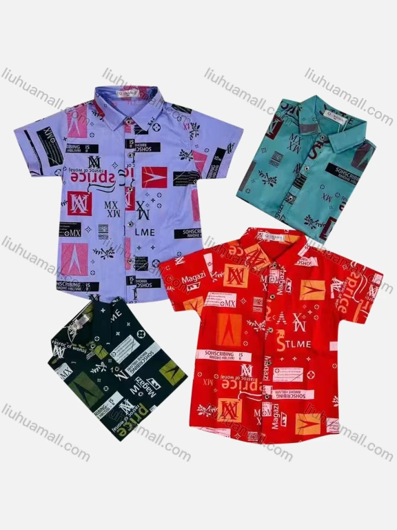 Wholesale Boy's Casual Allover Print Short Sleeve Shirt
