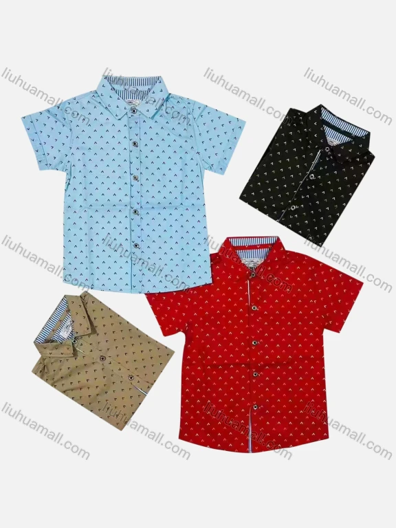 Wholesale Boy's Casual Allover Print Short Sleeve Shirt