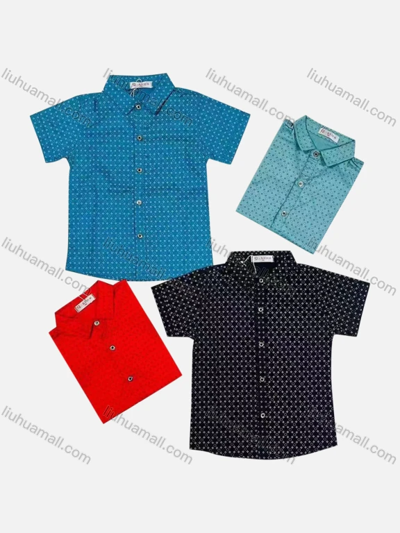 Wholesale Boy's Casual Allover Print Short Sleeve Shirt