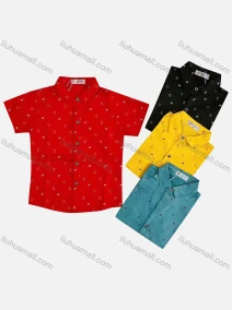 Wholesale Boy's Casual Allover Print Short Sleeve Shirt, LIUHUA CLOTHING WHOLESALE
