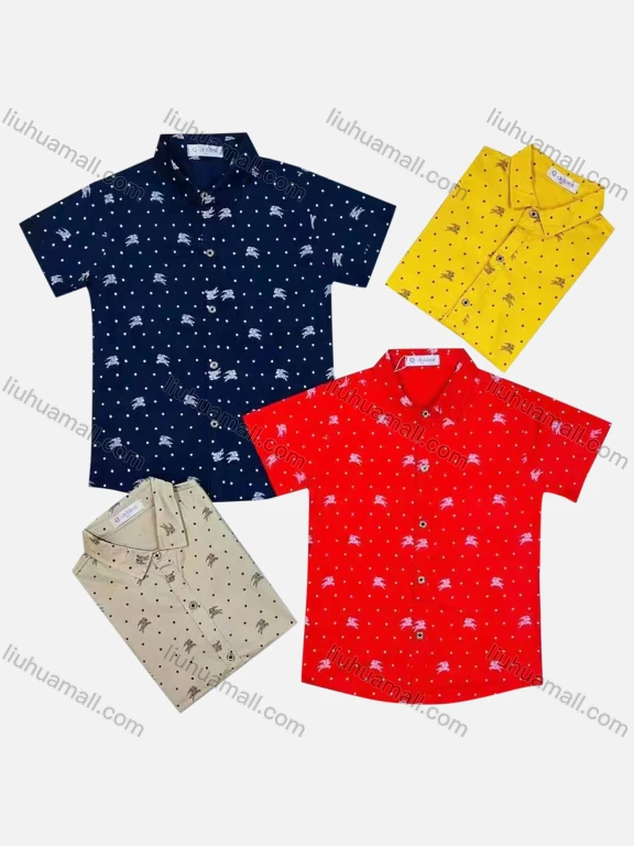 Wholesale Boy's Casual Allover Print Short Sleeve Shirt