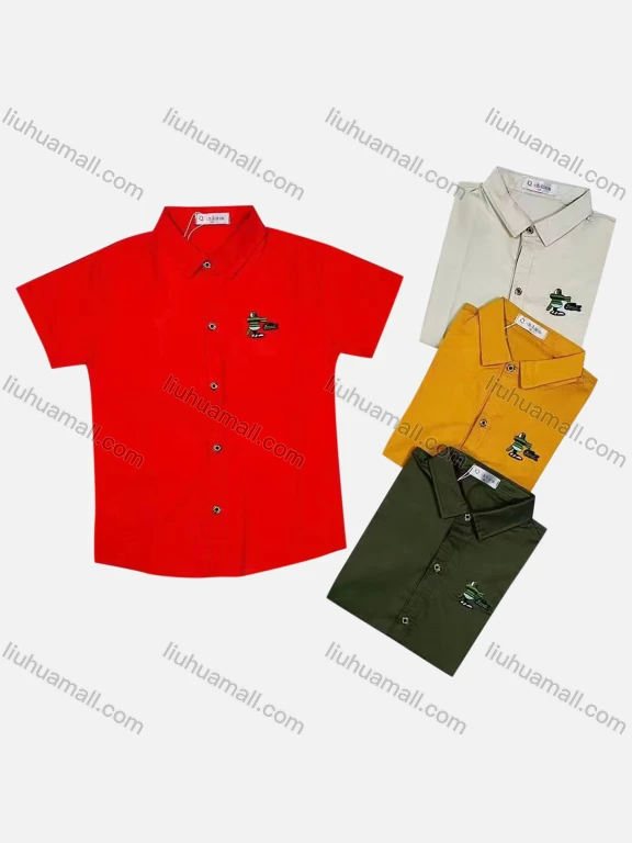 Wholesale Boy's Casual Label Short Sleeve Shirt
