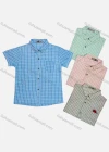 Wholesale Boy's Casual Plaid Print Patch Pocket Short Sleeve Shirt - Liuhuamall
