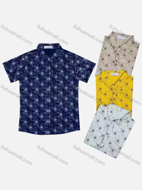 Wholesale Boy's Casual Allover Print Short Sleeve Shirt