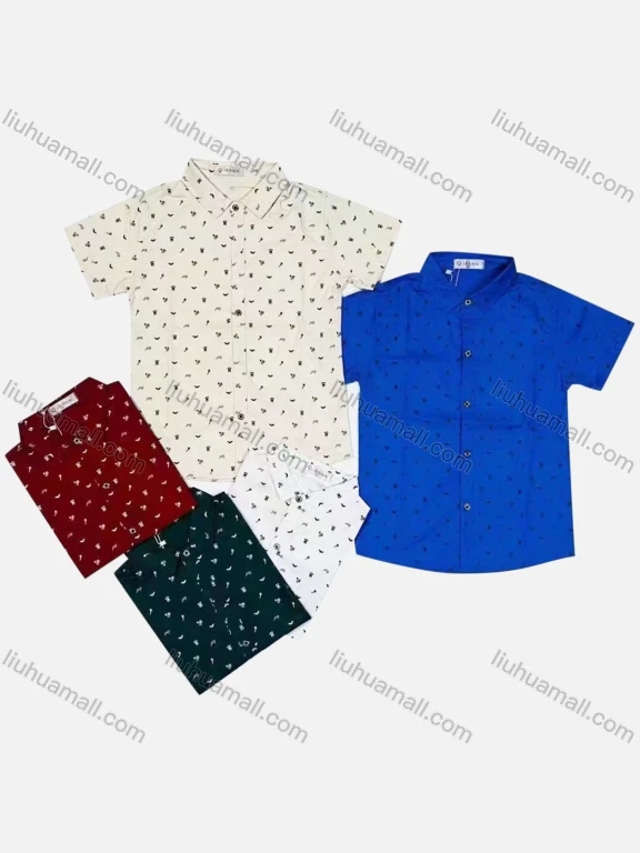 Wholesale Boy's Casual Allover Print Short Sleeve Shirt