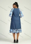 Wholesale Women's Casual Floral Print Half Sleeve Ruffle Hem Slant Pocket Denim Dress - Liuhuamall
