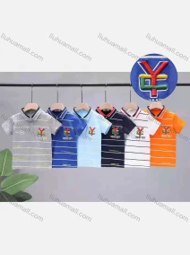 Wholesale Boys Short Sleeve Striped Embroidery Letter Graphic Polo Shirt 8819#, LIUHUA CLOTHING WHOLESALE