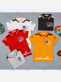Wholesale Boys Embroidery Letter Graphic Striped Trim Casual Polo Shirt 2055#, LIUHUA CLOTHING WHOLESALE