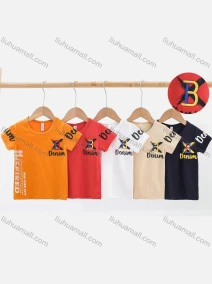 Wholesale Boys Embroidery Letter Graphic Patch Pocket Short Sleeve T-shirt 6179#, LIUHUA CLOTHING WHOLESALE