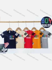 Wholesale Boys Embroidery Letter Graphic Patch Pocket Short Sleeve T-shirt 6152#, LIUHUA CLOTHING WHOLESALE