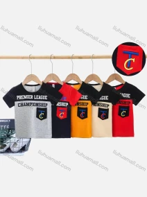 Wholesale Boys Embroidery Letter Graphic Patch Pocket Short Sleeve T-shirt 6177#, LIUHUA CLOTHING WHOLESALE