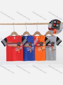Wholesale Boys Splicing Letter Graphic Striped Casual Tee 691#, LIUHUA CLOTHING WHOLESALE