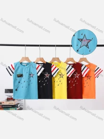 Wholesale Boys Splicing Stars Letter Graphic Casual T Shirt 9830#, LIUHUA CLOTHING WHOLESALE