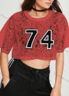Wholesale Women's Casual Crew Neck Half Sleeve Lace Crop Top - Liuhuamall