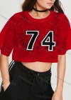 Wholesale Women's Casual Crew Neck Half Sleeve Lace Crop Top - Liuhuamall