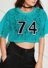 Wholesale Women's Casual Crew Neck Half Sleeve Lace Crop Top - Liuhuamall