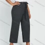 Wholesale Women's Plus Size High Waist Plain Ankle Length Wide Leg Trouser With Belt preview