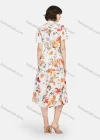 Wholesale Women's Casual Floral Print Button Front Short Sleeve Tie Front Ruffle Hem Midi Dress - Liuhuamall