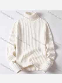 Wholesale Men's Casual Turtleneck Long Sleeve Plain Ribbed Knit Sweater, LIUHUA CLOTHING WHOLESALE