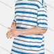 Wholesale Men's Loose Fit Drop Shoulder Comfort Crew Neck Short Sleeve Striped Casual T Shirt Blue Clothing Wholesale Market Liuhua